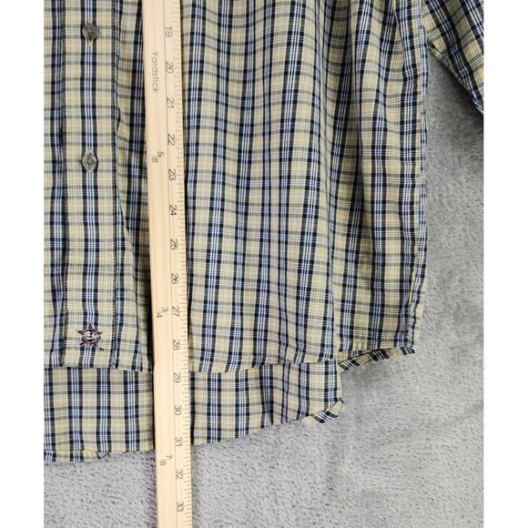 Wrangler PBR Shirt Mens XL Yellow Plaid Western Button Down Long Sleeve Vintage - Picture 5 of 10